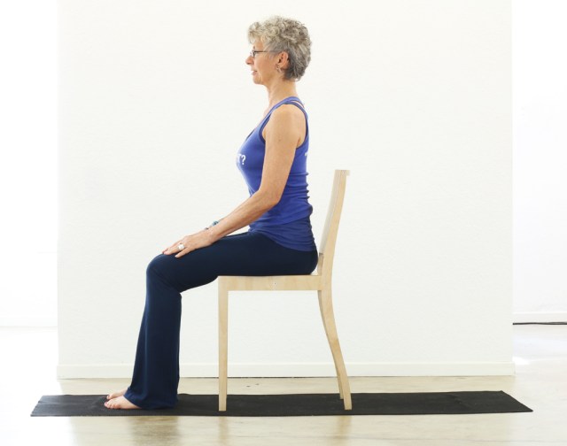 Mountain Pose / Tadasana / Samasthiti - modified with chair